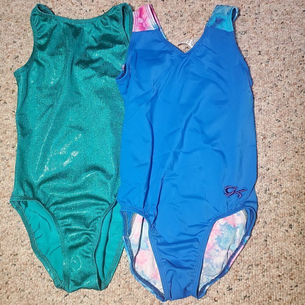 GK Elite Gymnastics leo girls Large / Blue and Green Child Large Dance, Ballet
